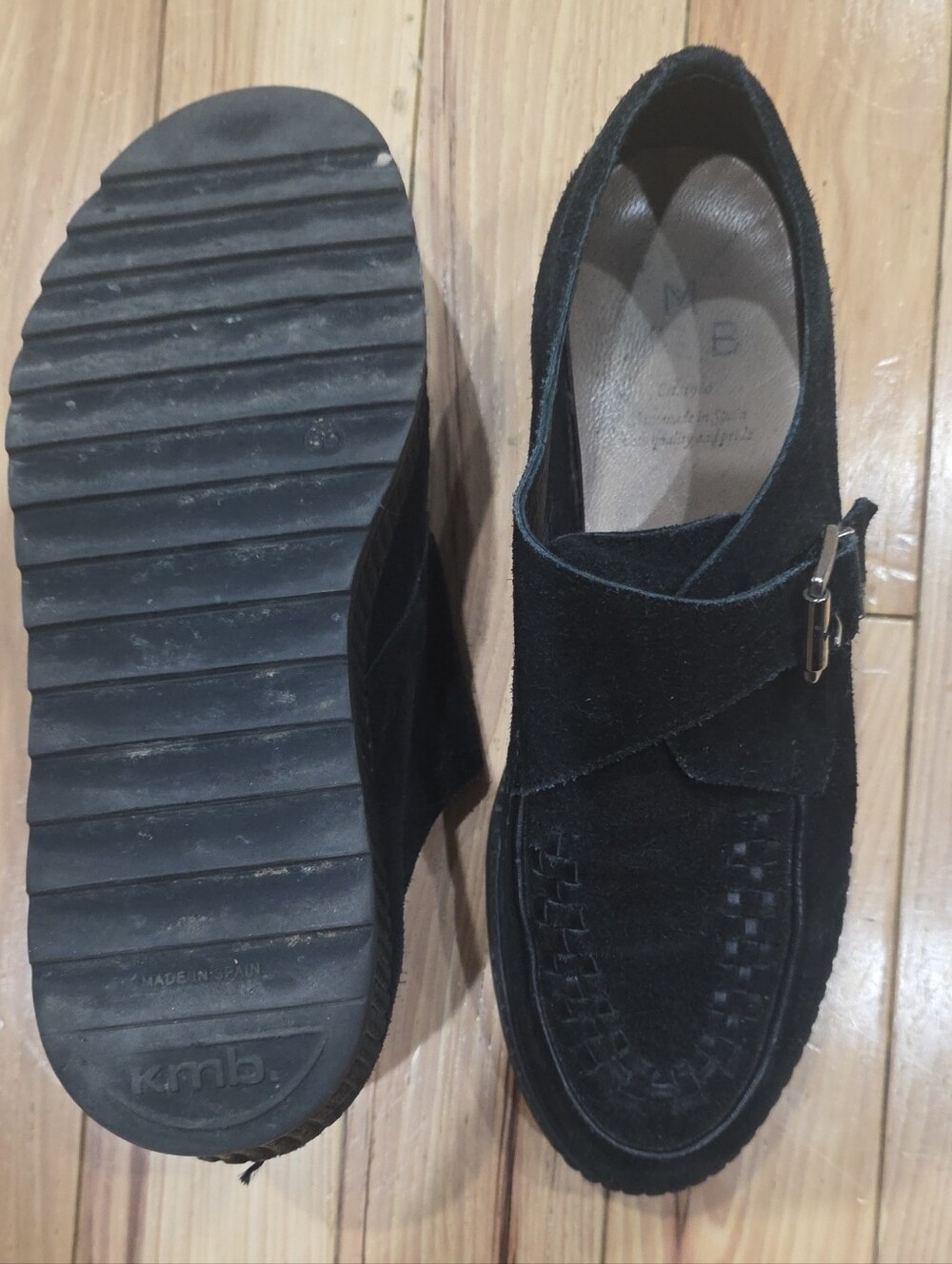 KMB Black Suede Slip-On Wedge Loafer